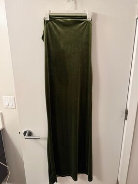 SHEIN Olive Green Velvet Maxi Skirt
